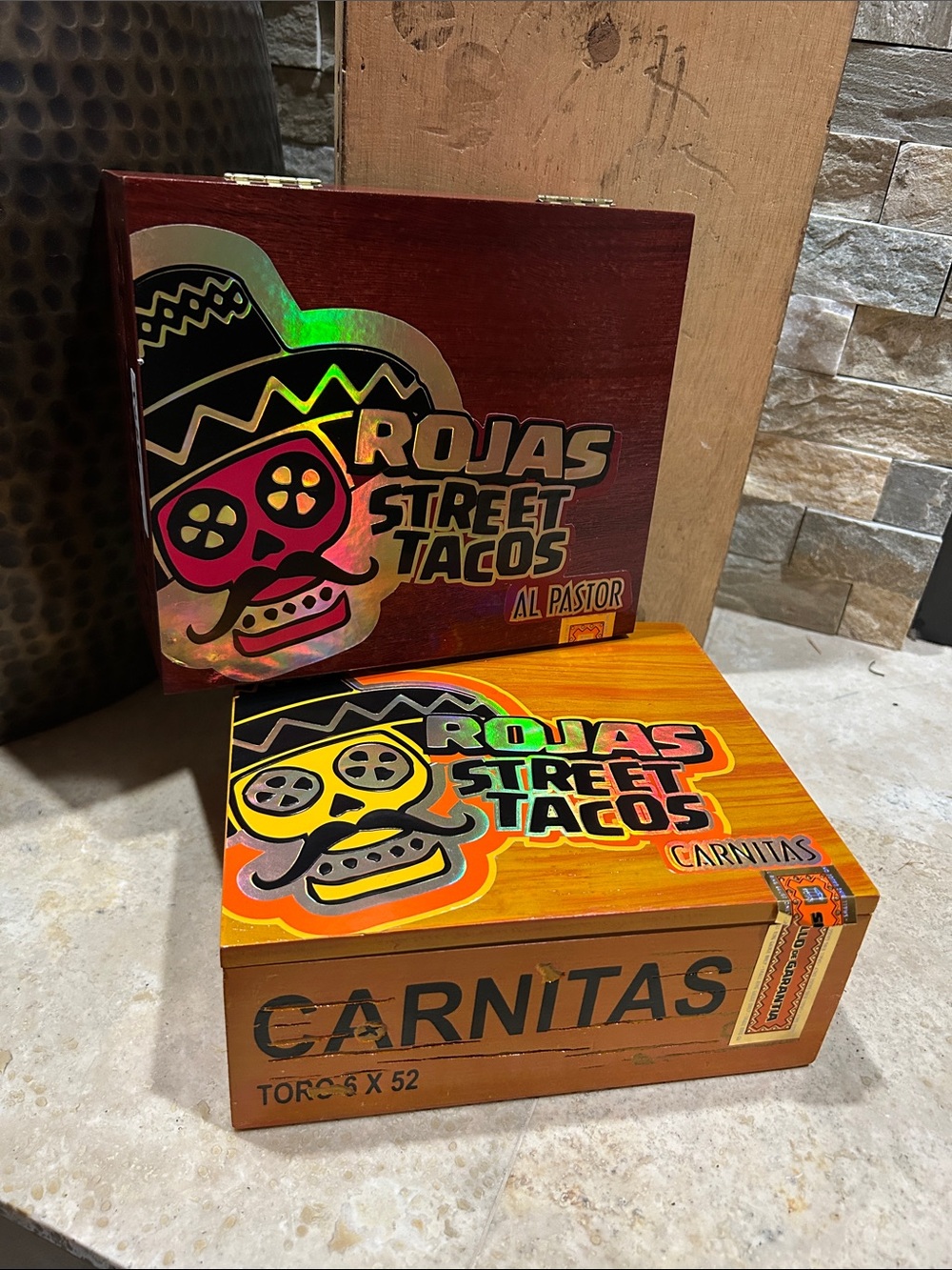 2 Rojas Street Tacos empty Cigar Boxes
